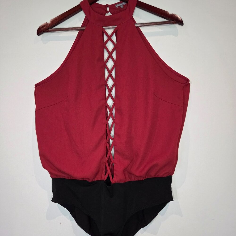 Y2K Charlotte Russe Halter Bodysuit with Laceup Detail Size Medium